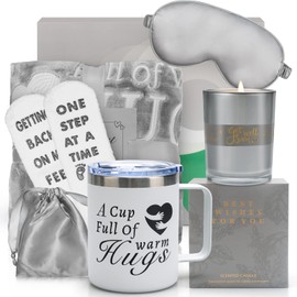 Get Well Gifts for Women,Sympathy & Self Care Package After Surgery,Bed-Blankets Gift Set with Scented Candle,Mug, Eye Mask,Socks & Blanket,get Well Soon Gift Baskets for Women