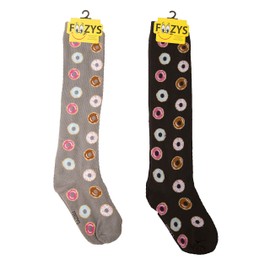 Foozys Womens Novelty Knee High Socks | Mini Donuts Themed Fashion Novelty Socks | 2 Pairs Included