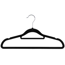 The Hanger Store 10 Black Non-slip Flocked Velvet Space Saving Coat Clothes Hangers with Trouser Bar