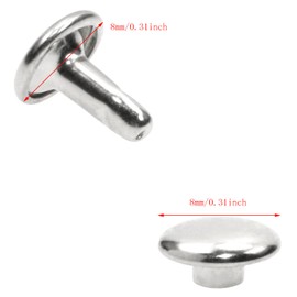 ONLYKXY 100pcs Metallic Leathercraft Rivets Double Cap 8MM/0.3inch Rivet Bottom Snaps for Shoes, Bags and Keychains Leather Rivet Set (Silver)