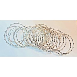 Unbranded ONE .925 STERLING SILVER BANGLE BRACELET WITH 16 RINGS 65 MM BELOW WHOLESALE!!!