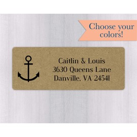 60ct - Return Address Anchor Nautical Kraft Stickers/Labels (#300-KR)