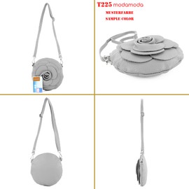 modamoda de T225 Women's Leather Shoulder Bag Evening Bag Clutch Flower Small Handmade in Italy, Pink beige