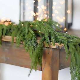Christmas Norfolk Pine Garland, Green Outdoor Christmas Door Garland, Christmas Fireplace Christmas Tree Garland, Christmas Stair Garland, Christmas Wreath Banister Garland Decorations(4.9ft/150cm)