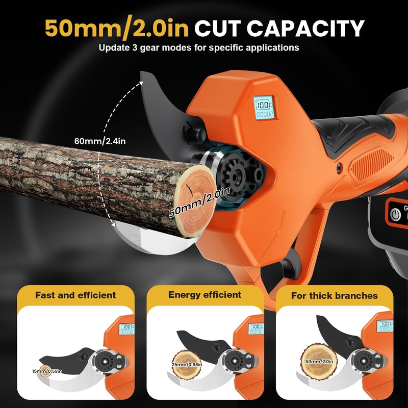 Electric Pruning Shears, Electric Loppers for Gardening, 2" Max Cutting