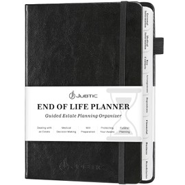 JUBTIC End of Life Planner, Estate Planning Organizer, Death Planner with Labels, Just in Case I Die Book Organizer, Will Preparation, Funeral Planning, Final Arrangements Notebook (5.6 * 8.5”)-Black