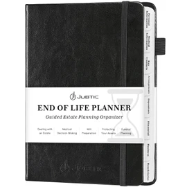 JUBTIC End of Life Planner, Estate Planning Organizer, Death Planner with Labels, Just in Case I Die Book Organizer, Will Preparation, Funeral Planning, Final Arrangements Notebook (5.6 * 8.5”)-Black