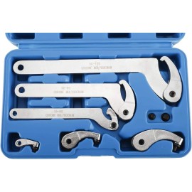 8milelake 8Pcs Adjustable Hook & Pin Spanner Wrench Tool Kit Locking Nut Wrench 35mm-120mm