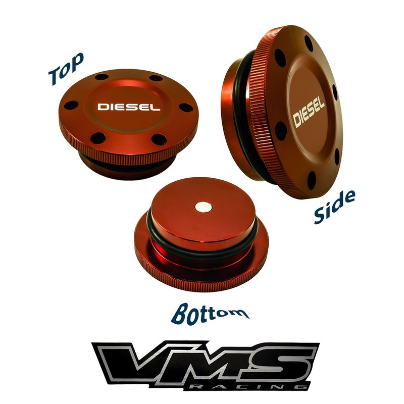 2013-2017 VMS Racing Magnetic Fuel Cap in Red Anodized Billet