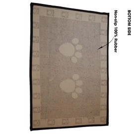 PetRageous 10209 Paws Tapestry Dog Non-Skid Machine Washable Placemat for Pet Feeding Stations with Rubber Backing 13-Inch by 19-Inch for Dogs and Cats, Black and Natural