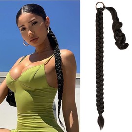 Ponytail Braid, Extensions Braid, Black Brown Hair Extension Braid, Synthetic Hair for Braiding, Ponytail Hair Extensions, Long Hairpiece for Women, 86 cm, 1 Piece, DIY Braid, 058B
