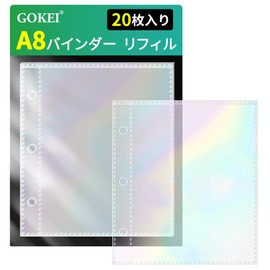 GOKEI A8 Size Refill, Micro 8, 3-Layer Polypropylene Sheet, A8, Mini 8, Binder, Notebook, Sticker, Rainbow, Pack of 20