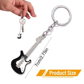 VAEIORP 4 Pcs Guitar Rock Electric Guitar Music Bass Key Chain Musical Instrument Key Chain Key Pendant Electric Guitar Music Pendant for Gift Decoration, multicoloured