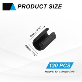 MECCANIXITY 120Pcs Slotted Split Roll Pins 1/5 Inch(5mm) Dia. 3/10 Inch(8mm) Length Steel Spring Tension Expansion Dowels for Secure Fastening, Black