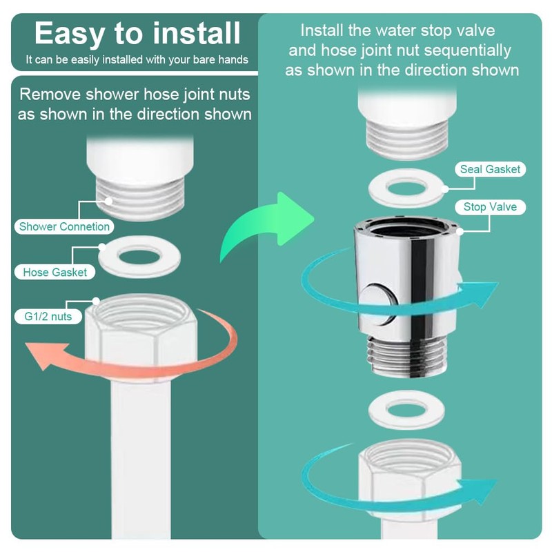 Shower Shut Off Valve,Shower Head Flowing Restrictor,G1/2 Shower Head Control