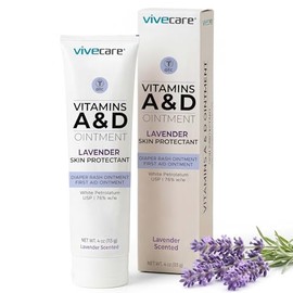 ViveCare Vitamins A&D Ointment - Skin Protectant & Healing Lotion | Babies, Adults, Seniors - Soothing Cream for Diaper Rash Prevention, Skin Chaffing & Irritation, Burns, Cuts, Scrapes (4oz)