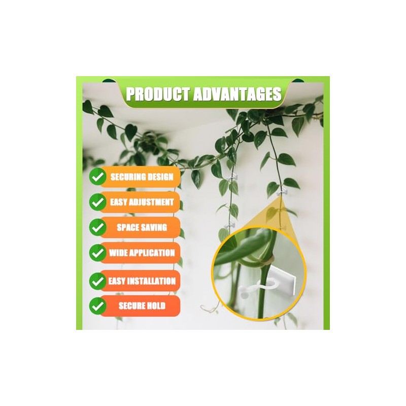 100 Pcs Plant Climbing Wall Clips - Self-Adhesive Hooks for