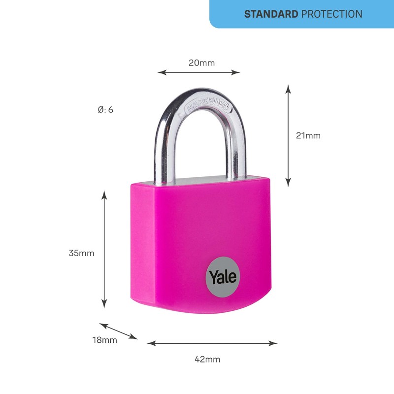 Yale - YE3B/38/119/1/P Standardsicherheit 38 mm Aluminium Vorhängeschloss - Pink