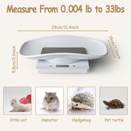 LYTDMSKY Digital Pet Scale, Newborn Puppy Whelping Supplies, Accurate Small Animal Scale for Puppies/Kitten/Dog/Cat/Hedgehog, Multi-Function LCD Scale with Tape Mesure/Collars/Record Charts,Max 33lb
