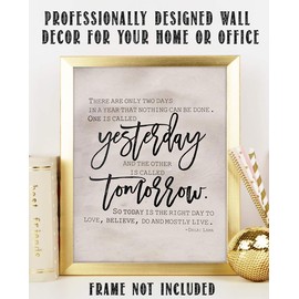 Dalai Lama Quotes- Wall Art"Yesterday & Tomorrow"- 8 x 10" Vintage Art Wall Print- Ready to Frame. Inspirational Home Décor, Studio & Office Décor. Perfect Life Quotes-Today is the Right Day to Live!