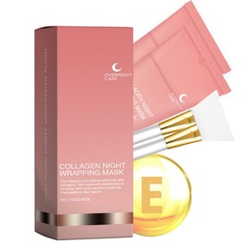 2PCS Collagen Night Wrapping Cream, Peel-off Face Mask, Overnight Collagen Face Mask, Deep Moisture & Skin Rejuvenation, Skin elasticity visible improved - Korean skincare,Brush Included
