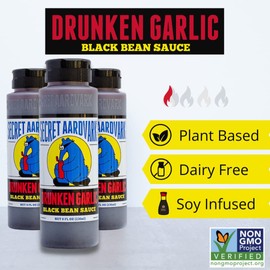 Secret Aardvark Drunken Garlic Black Bean Sauce - Garlic Hot Sauce, Stir Fry Sauce, Mild BBQ Sauce, Low Carb, Dairy Free, Chili Garlic Sauce, Hot Sauce & Marinade - 8 fl oz 2 Pack