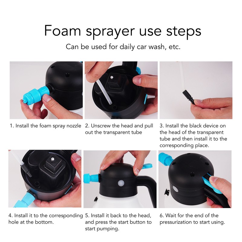 Foam Sprayer 2000mAh 1.8L Cordless Pressurized PP Electric Foam Spray