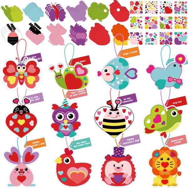 48 Pack Valentine's Day Crafts Heart Animal Crafts for Kids