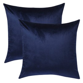 HHYYKV Velvet Soft Decorative Square Throw Pillow Cover Case Set Light Soft Cushion Covers Pillowcase Pack of 2 Décor Pillows for Sofa Bedroom Car 18" x 18" (Navy_a, 18"x18")