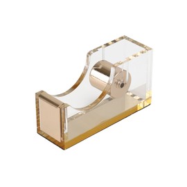 Sleek Acrylic Tape Dispenser Sharp Gold Blade Holds Standard Tape Rolls，No-Fuss Design