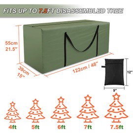 Cosmos Christmas Tree Storage Bag Waterproof Xmas Artificial Tree Storage Container Christmas Assembled Tree Dust Bag with Handles Fits Up to 7.5 Ft Disassembled Christmas Tree & Decorations