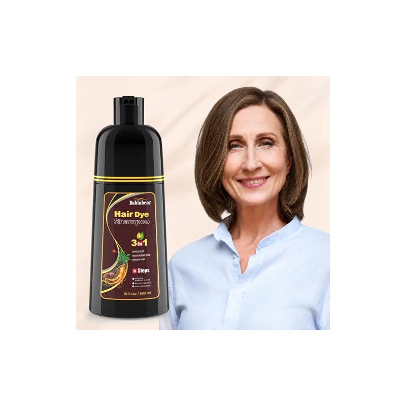 Chestnut Brown Hair Dye Shampoo 3 in 1, Shampoo Tinte