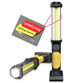 ​​WARSUN Rechargeable COB LED Work Light-Magnetic Hands-Free Trouble Light with Hook, IPX4 Waterproof for Garage Repair, Mens Gifts-Emergency Light Tool for Adults Men Dad (Yellow)​