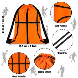 Tanlade 24 Pcs Sport Drawstring Bags Cinch Sack Candy Drawstring Bag Sport Party Goodie Favor Bags Supplies Gifts for Sports Party Men Women (Basketball,7 x 10 Inch)