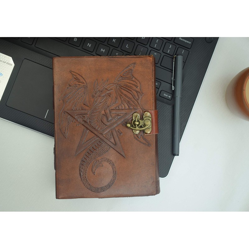 OVERDOSE Star Dragon Journal Notebook Handmade Leather Journal Travel Diary