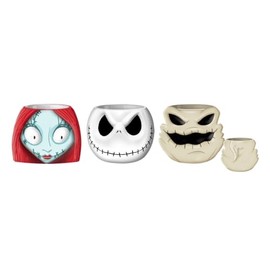 Silver Buffalo Nightmare Before Christmas Sally Oogie Faces 3pc Ceramic Sculpted Mini Cup Set in Retail Packaging