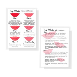 Boutique Marketing LLC Lip Blush Stages of Healing & Aftercare Instructions Postcards | Package of 30 | Double Sided Size 4.25 x 5.5 inches inches Postcard | White with Red Lips Design, pink and black