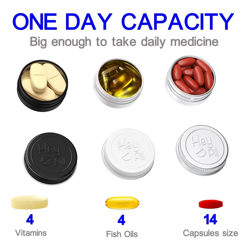 Extra Small Pill Box for Purse (3 Pack), ADHYRO Aluminum