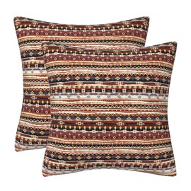 Boho Cushion Covers 45 x 45 cm Set of 2 Double-Sided Ethnic Abstract Geometric Soft Velvet Decorations Square Throw Pillow Cover for Sofa Couch Livingroom Home Decor Cushions Cases 18 x 18 Inch