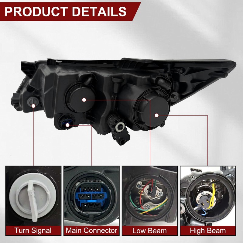 YOOCOO Headlight Assembly Compatible with 2014 2015 Kia Optima Halogen
