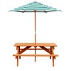 Gorilla Playsets 02-3003 Children's Outdoor Wooden Picnic Table with Umbrella,