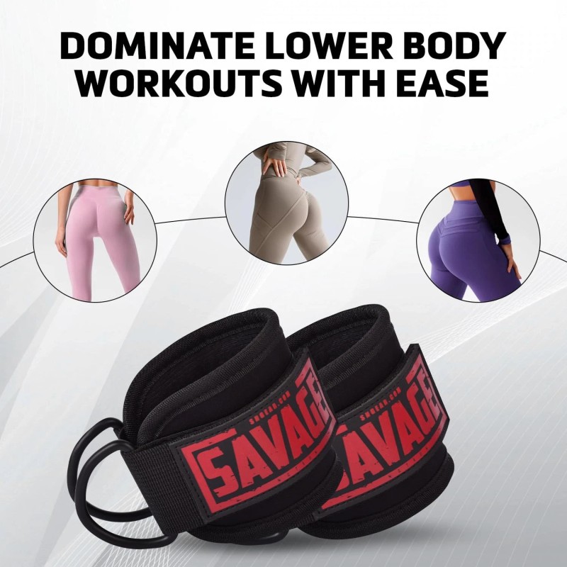 BeSAVAGE Ankle Strap for Cable Machine Attachments | Gym Ankle