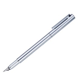 HongDian 516 Stainless Steel Fountain Pen, Fine Nib 0.4 mm Bright Silver Gift Writing Pen