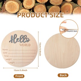 Baby Announcement Sign, ​5.9 Inch Wooden Hello World Newborn Signs, Birth Announcement Sign, Baby Shower Hospital Nursery for Newborn Boys and Girls (Gray)