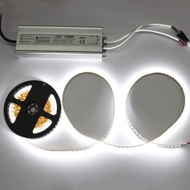150W 12 Volt LED Power Supply, Waterproof IP67 LED Driver, 110V AC to 12V DC Converter, LED Transformer Low Voltage Output with 3-Prong Plug 3.3 Feet Cable for Light Strip, 12.5Amp