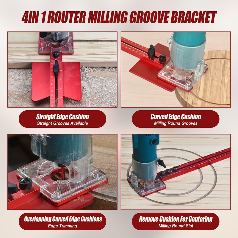 4 in 1 Multifunctional Router Groove Holder, Metric Router Circle