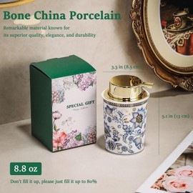 ACMLIFE Foaming Hand Soap Dispenser, Ceramic Soap Dispenser with Pump, Blue Refillable Soap Dispenser for Bathroom, 8.8 oz