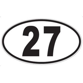 US Decal, Inc. Number Oval Sticker, White Vinyl, 6 x 3.5 inches, Minimalist