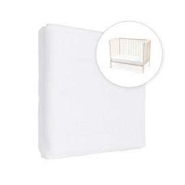Jersey 100% Cotton Fitted Sheet for 160 x 70 cm Toddler Junior Bed Mattress (White)