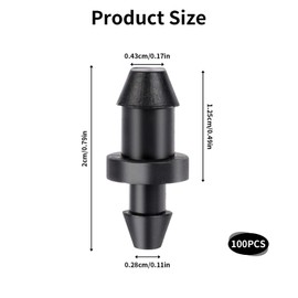 100 Pieces 1/4 Inch Drip Irrigation Plugs 1/4'' Drip Irrigation Tubing End Plugs Black Drip Irrigation Barbed End Closure for Drip Sprinkler Garden Lawn Systems